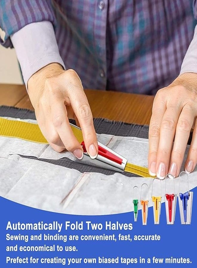 GEMSY مجموعة أدوات صنع شريط الحواف المائل من Gemsy، متوفرة بأحجام 6 مم، 12 مم، 18 مم، و25 مم | مجموعة أدوات تشطيب حواف الأقمشة للخياطة، وتصميم الأزياء، والأعمال اليدوية، والمشاريع المنزلية - Image 4